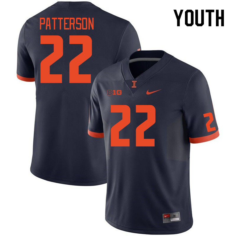 Youth #22 Kaleb Patterson Illinois Fighting Illini College Football Jerseys Stitched Sale-Navy